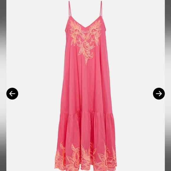 Juliet Dunn Pink Maxi Dress with Orange Embroidery Sz 1/S NWOT